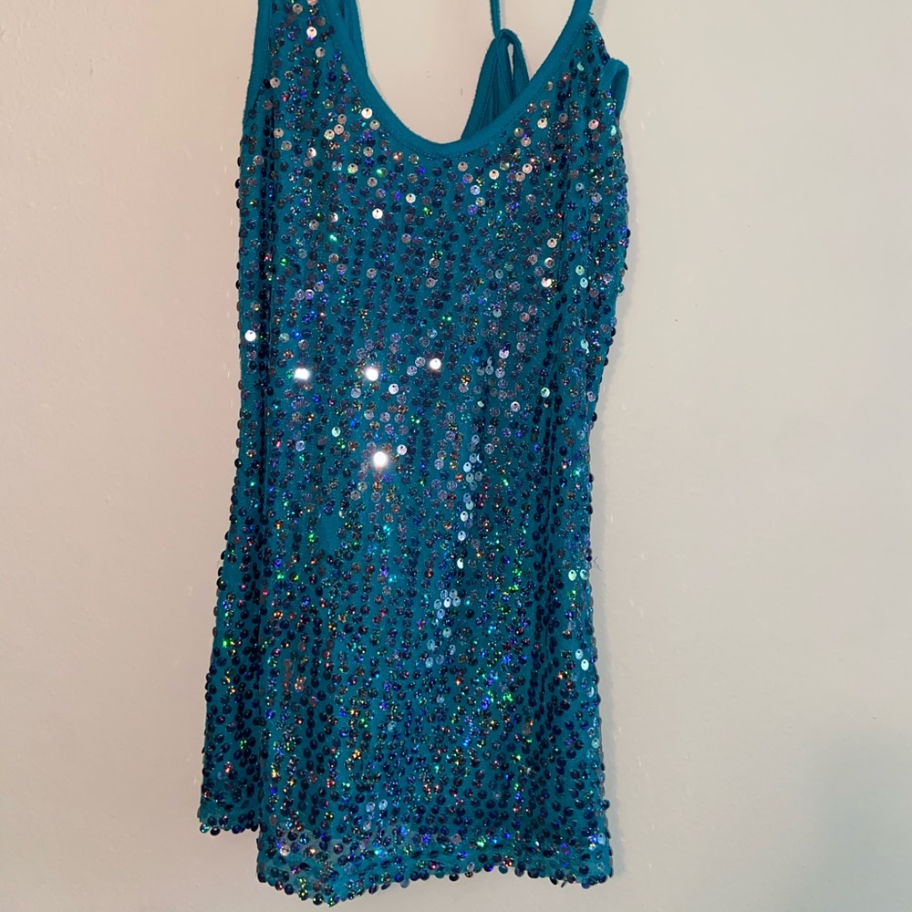 Spaghetti strap sparkly tank